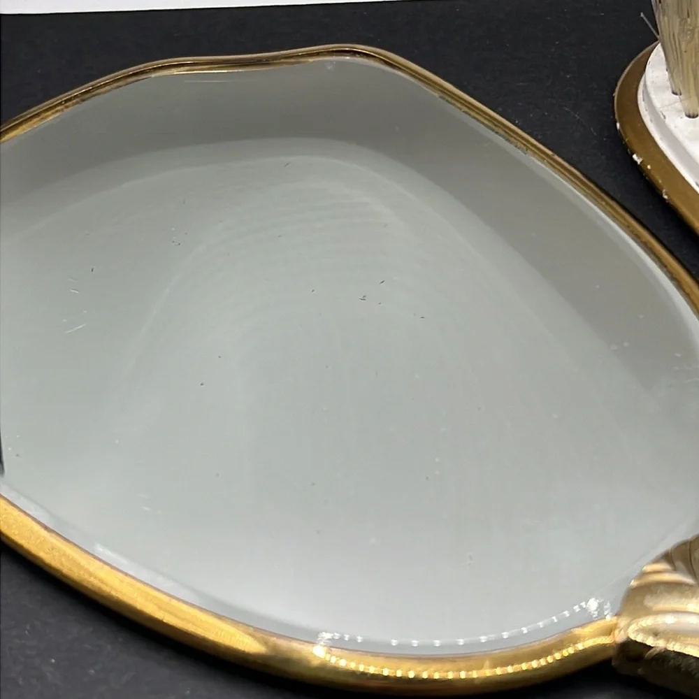 Vintage flower vanity mirror and brush
